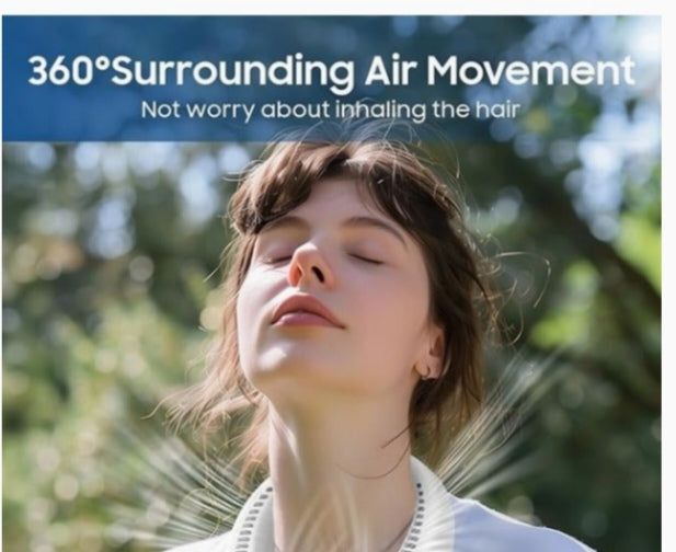 Portable Neck Fans,360 °Cooling Bladeless Neck Fan for Male and Females Hanging Personal Fans with 3 Speeds, Fan for Sports Travel Office Outdoor and Indoor