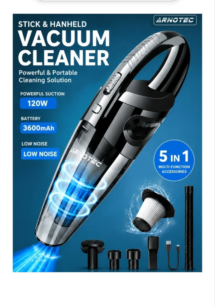 Handheld Car Vacuum Cordless High Power 120W 3200kpa Vacuum Dust Busters Cordless Rechargeable Portable for Pet Pair/Sofa/Car/Office