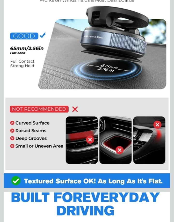 Magnetic Car Mobile Holder for Phone, 360° Rotating MagSafe Compatible Phone Mount, Foldable Adjustable Dashboard Mobile Stand, Strong Magnetic Smartphone Holder for Car & Desk Use