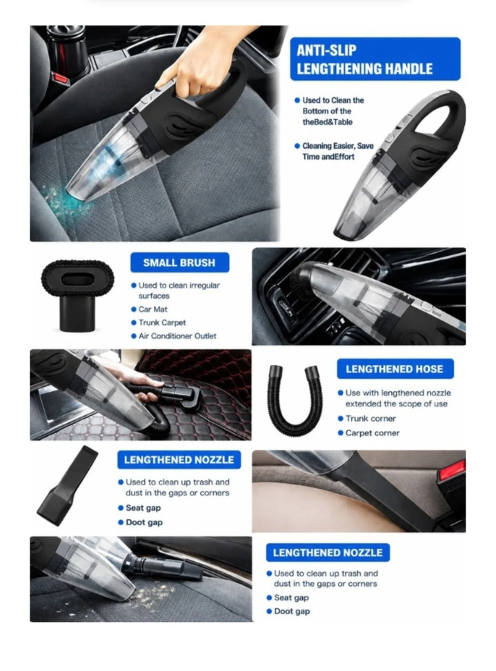 Handheld Car Vacuum Cordless High Power 120W 3200kpa Vacuum Dust Busters Cordless Rechargeable Portable for Pet Pair/Sofa/Car/Office