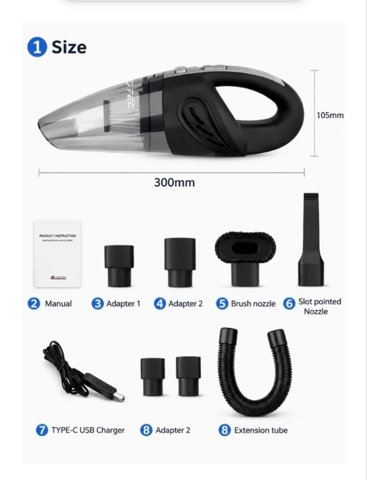 Handheld Car Vacuum Cordless High Power 120W 3200kpa Vacuum Dust Busters Cordless Rechargeable Portable for Pet Pair/Sofa/Car/Office
