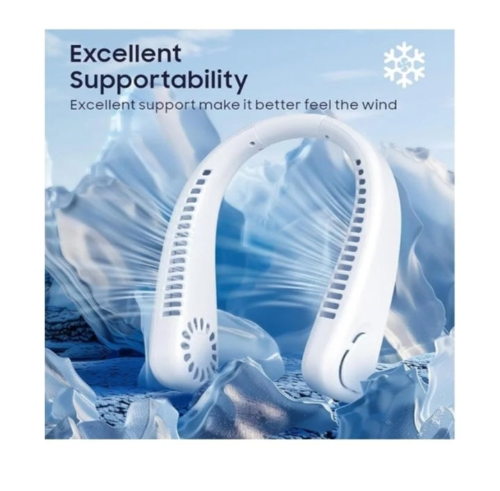 Portable Neck Fans,360 °Cooling Bladeless Neck Fan for Male and Females Hanging Personal Fans with 3 Speeds, Fan for Sports Travel Office Outdoor and Indoor