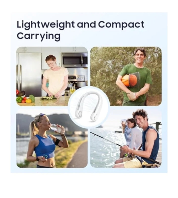 Portable Neck Fans,360 °Cooling Bladeless Neck Fan for Male and Females Hanging Personal Fans with 3 Speeds, Fan for Sports Travel Office Outdoor and Indoor